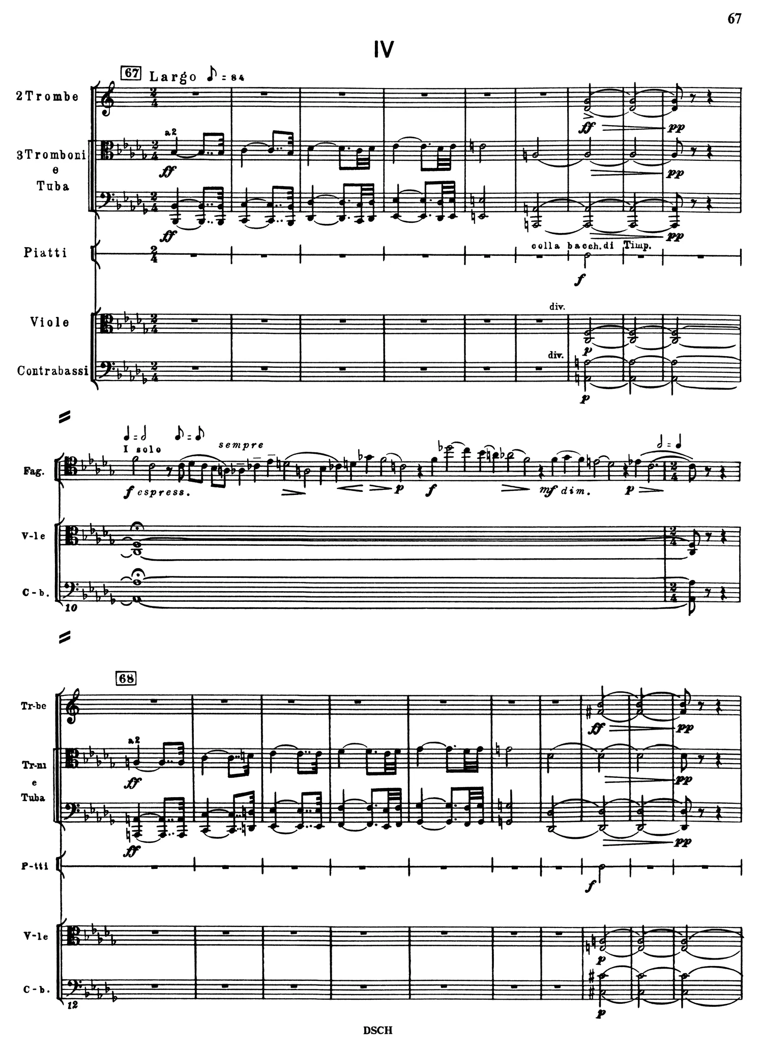 bar 10 of IV. Largo to bar 27 of V. Allegretto — The Orchestral